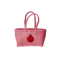 Medium Pink Kids Raffia Shopping Basket By Rice DK